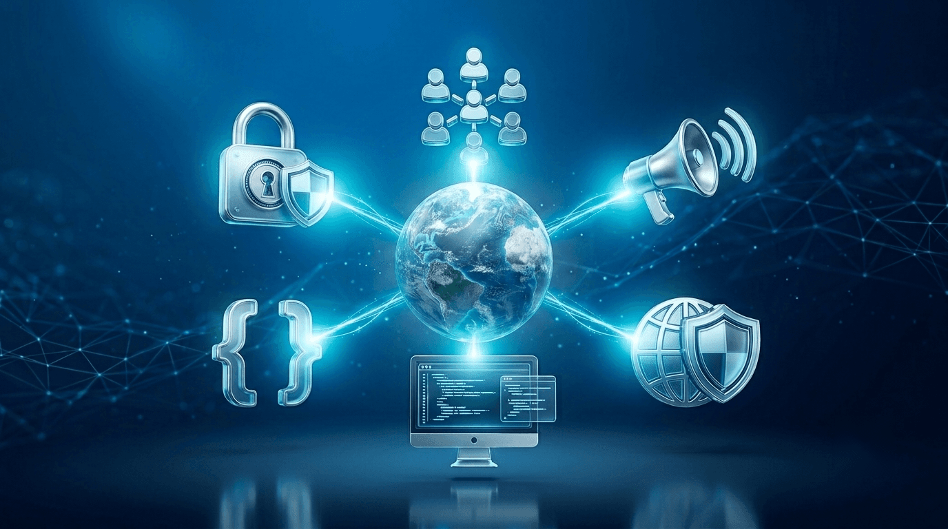 iPassion services network — security, low-code, development, outsourcing, marketing, and cyber security connected around a central hub